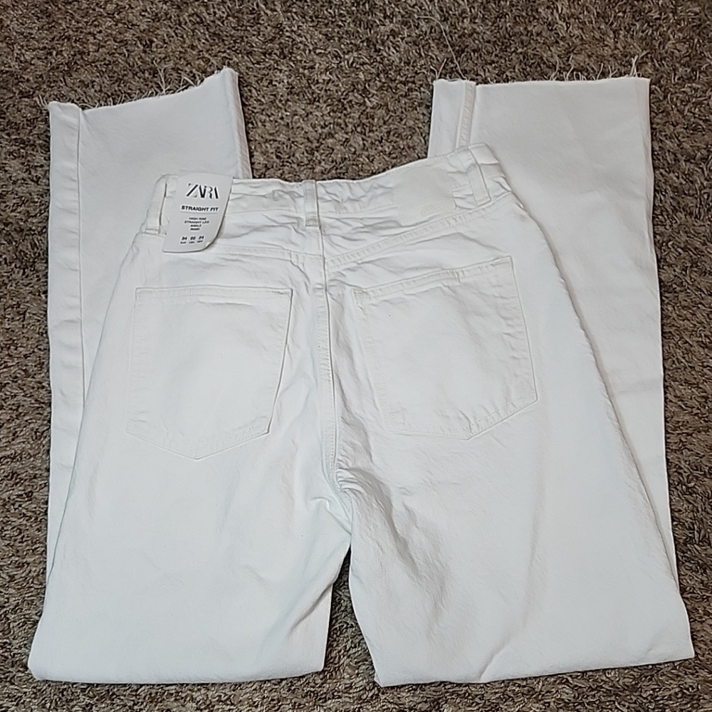 Zara Women's Jeans Straight Leg High Rise Ankle Rigid EU Size 34(2) Straight Fit - Picture 12 of 12